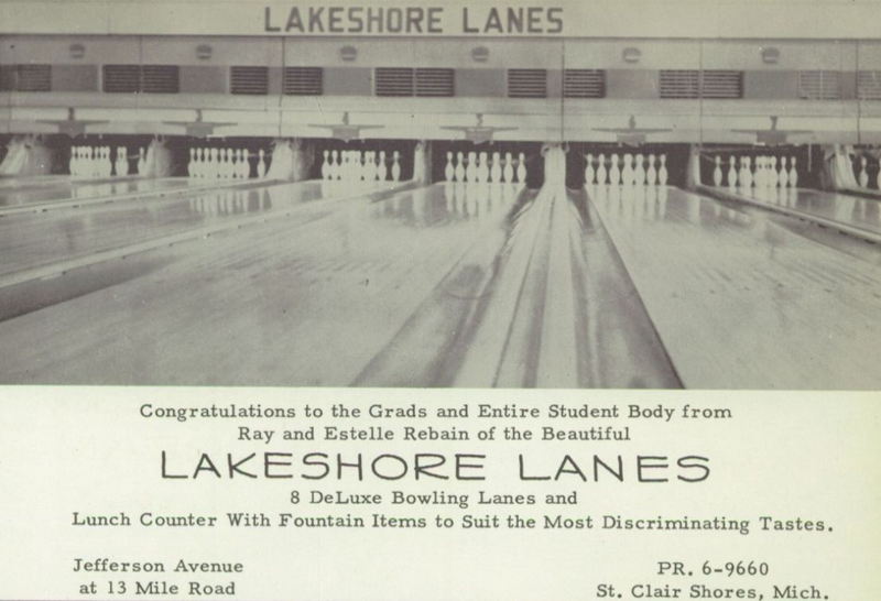 Lakeshore Lanes - Vintage Yearbook Ad